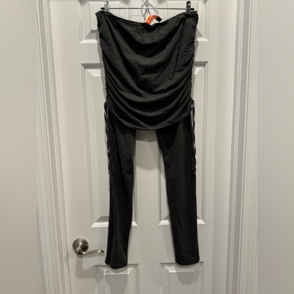 Molly Ades Maternity over the belly faux leather legging sz large charcoal NWOT